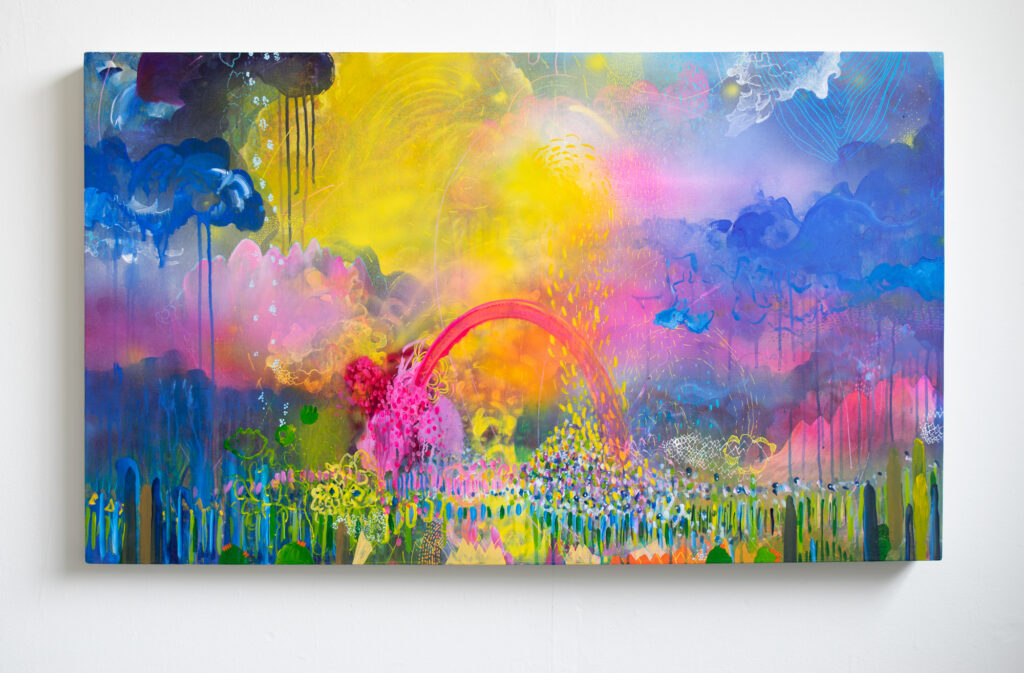 In the garden of your mind, 30x50” acrylic on wood panel.